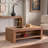 Rectangle Coffee Table With Solid Wood, Large 2-Tier Rustic Coffee Table With Storage Shelf, Easy Assembly