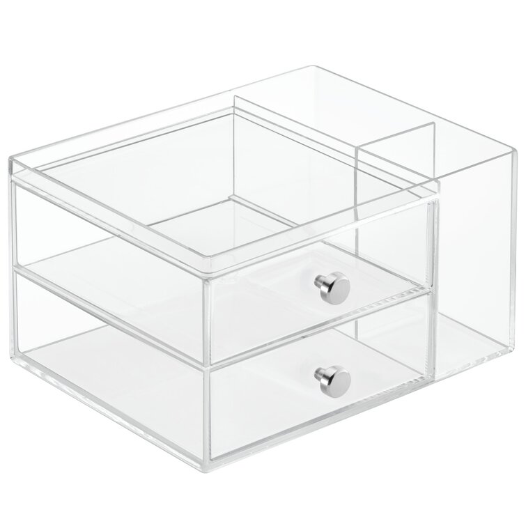 iDesign Med+ Medicine Cabinet and Vanity Organizer with 3 Compartments,  Clear, 9 x 3 x 2