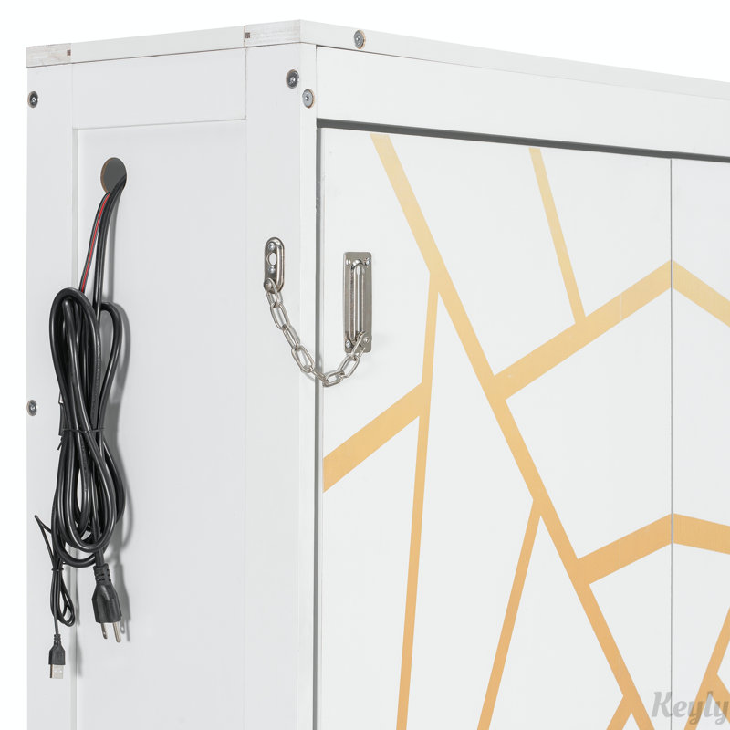 Lit escamotable moderne pliant sur le côté avec motif imprimé tendance, éclairage DEL sous le lit et prise USB intégrée - conception peu encombrante