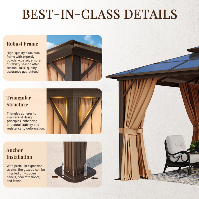 12 Ft. W x 10 Ft. D Metal Patio Gazebo