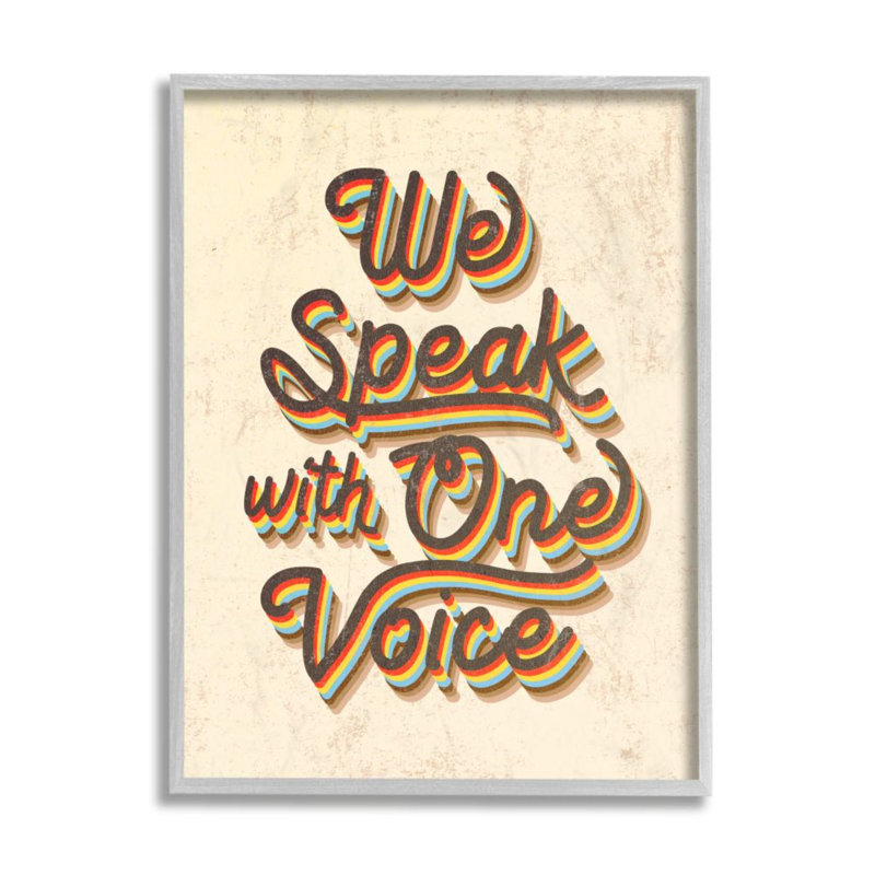 «Speak with One Voice Quote» par Daphne Polselli - impression d'art textuel, H 20 po x l 16 po, Estampe numérique Farmhouse