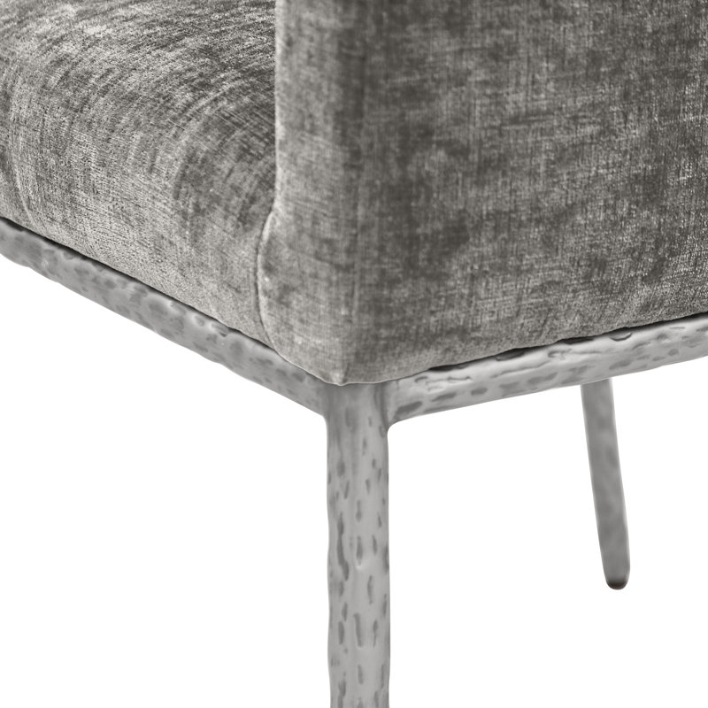 Chaise en chenille Reeves, Tissu gris chenille, Argent brossé
