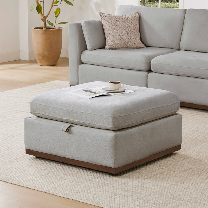Sayette Upholstered Storage Ottoman, Dove Gray