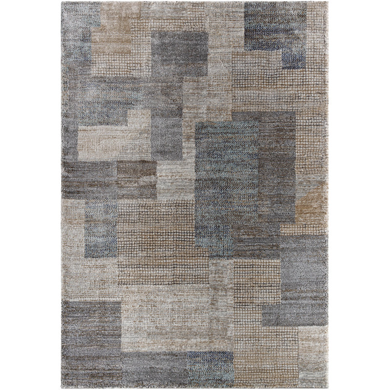 Rectangle Brod Machine Woven Polypropylene/Polyester Area Rug in Brown, Rectangle 6'7" x 9'