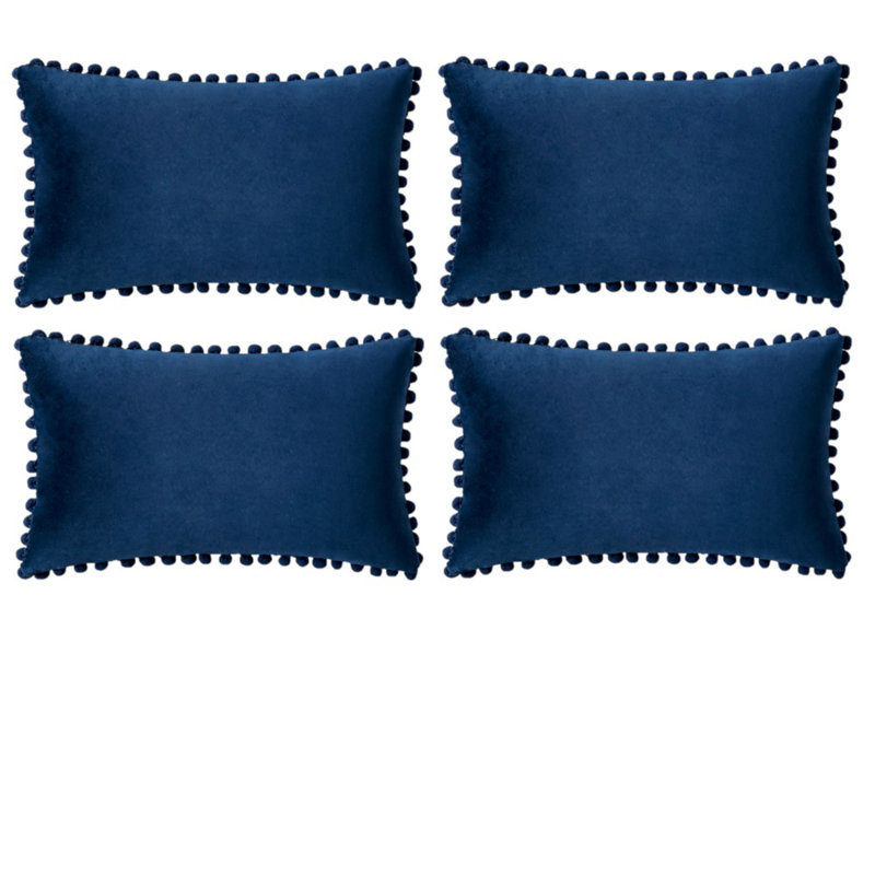 Housse de coussin en velours, Bleu très foncé, Housse de coussin seulement - sans coussin, 14 po x 20 po