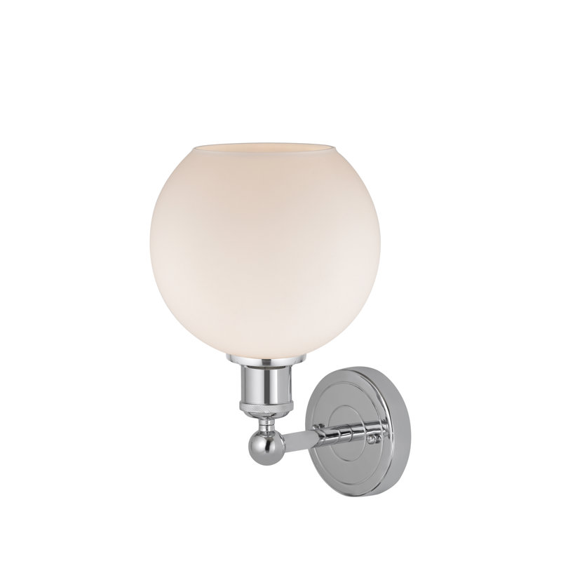 Ellington Steel Armed Sconce, Polished Chrome, Matte White