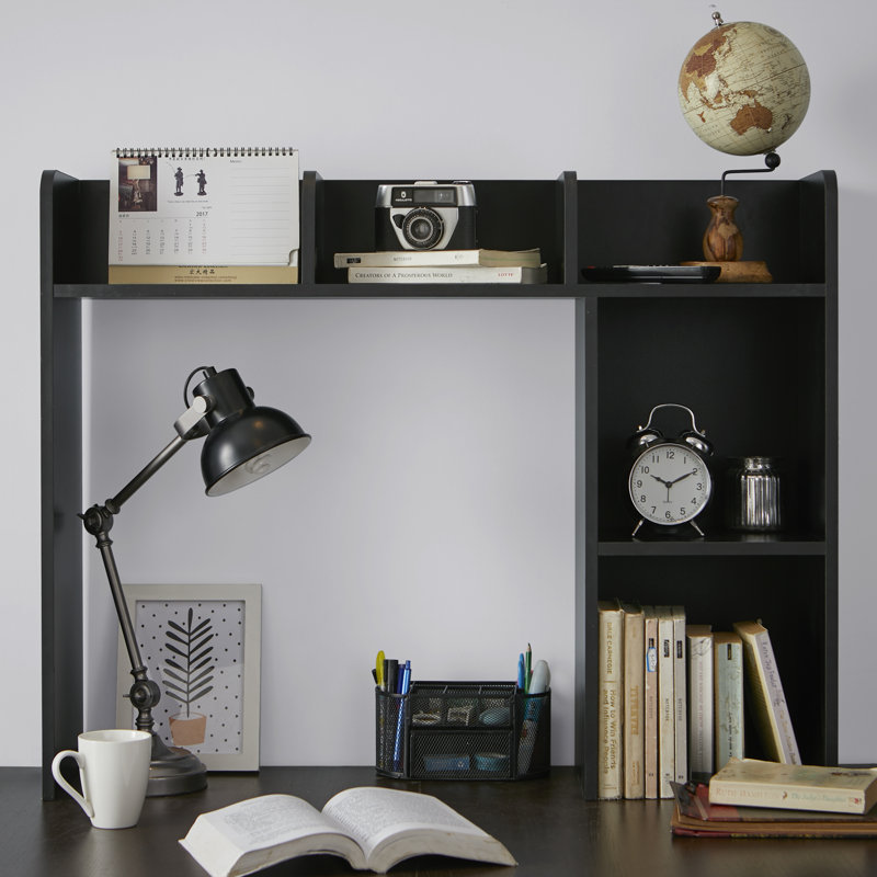 Bibliothèque de bureau classique avec casier, Noir