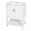 Meuble-lavabo de salle de bain avec design élégant en sergé et charnières à fermeture en douceur, armoire de salle de bain avec structure ouverte au dos, tablette réglable-128947328