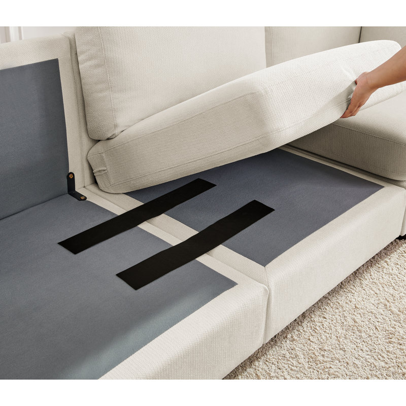 Austin 100" 4-Piece Modern L-Shape Upholstered Reversible Modular Sofa & Chaise, Stain-Resistant Fabric Easy-to-Clean for Living Room & Apartment