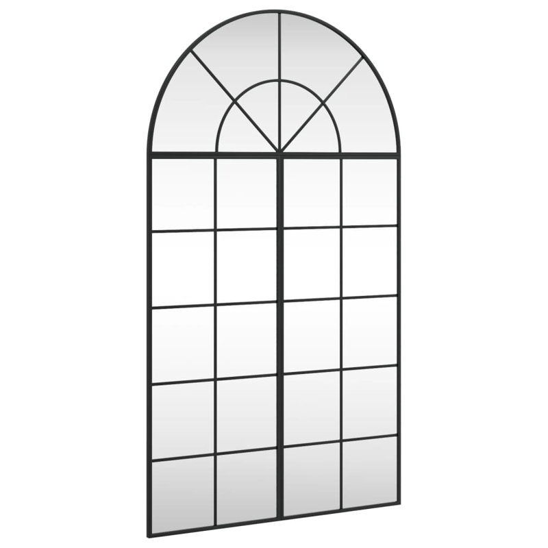  Grand miroir mural en verre noir, fer thermolaqué