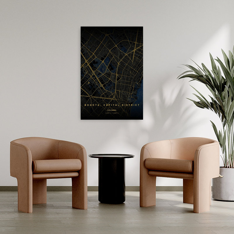 Impression sur toile Bogota Golden Grid, 36" H x 24" W