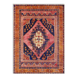 Westlake Machine Washable Oriental Dark Blue/Rose Area Rug