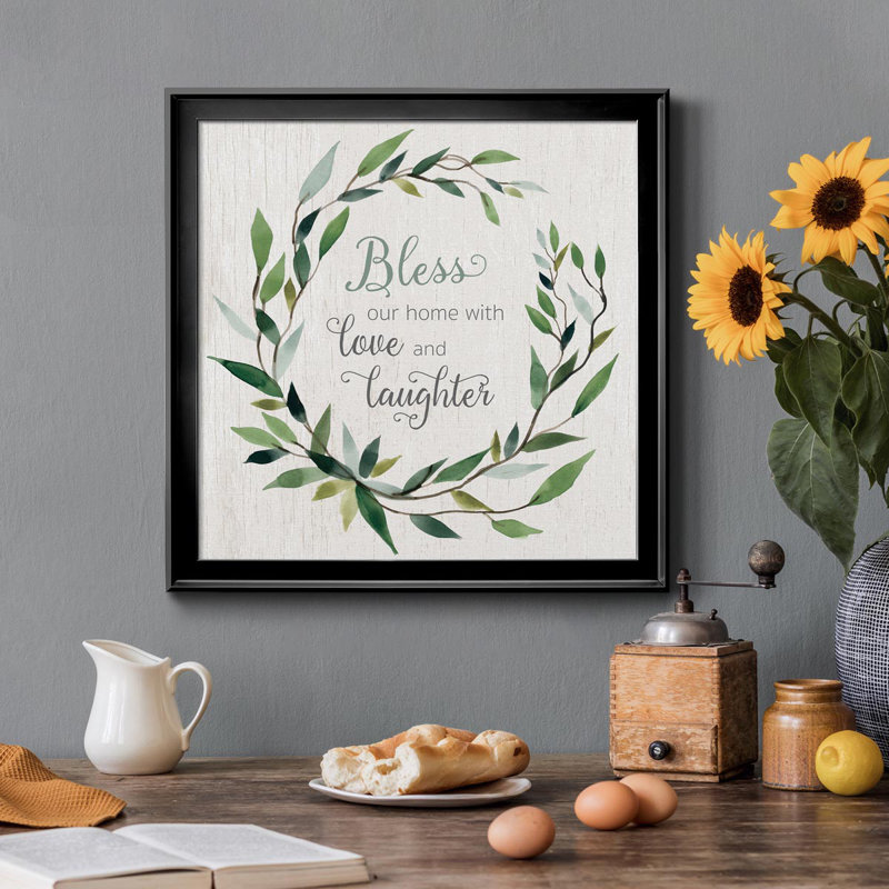 «Bless This Home Greenery», art textuel sur toile, Toile noire, H 34,5 po x l 34,5 po x P 1,5 po