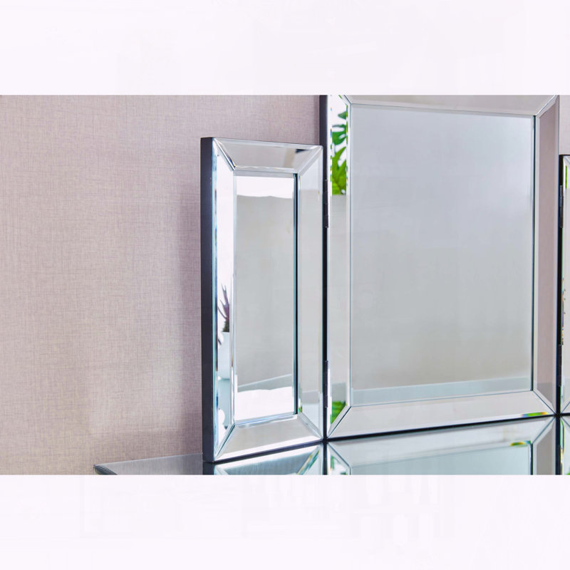 Miroir de coiffeuse pliable en forme de montagne, miroir rectangulaire encadré en MDF pour la maison et le bureau