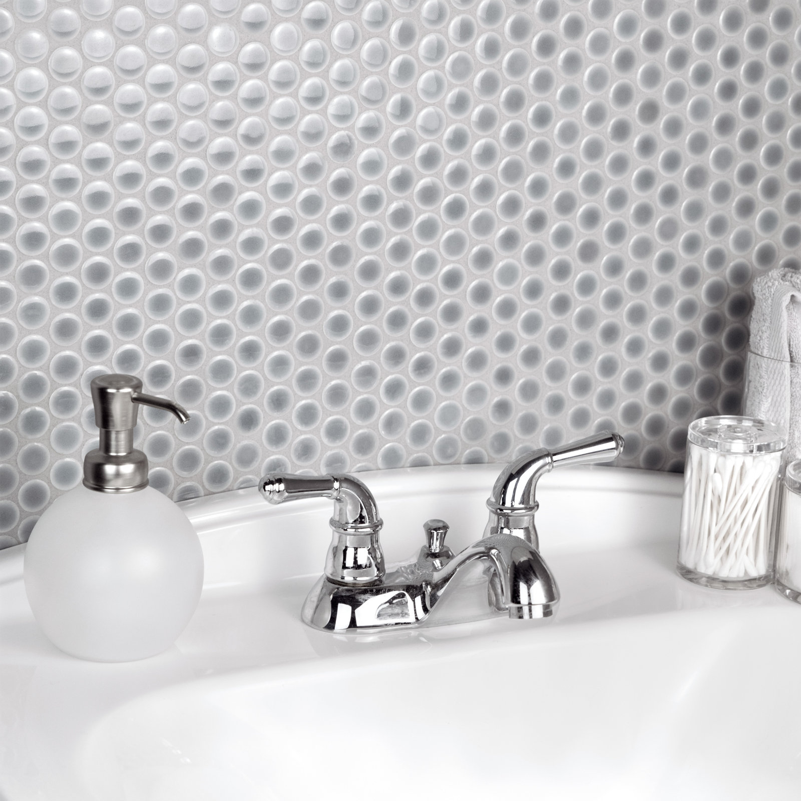 Hudson Penny Round Porcelain Mosaic Sheet Tile, Slate