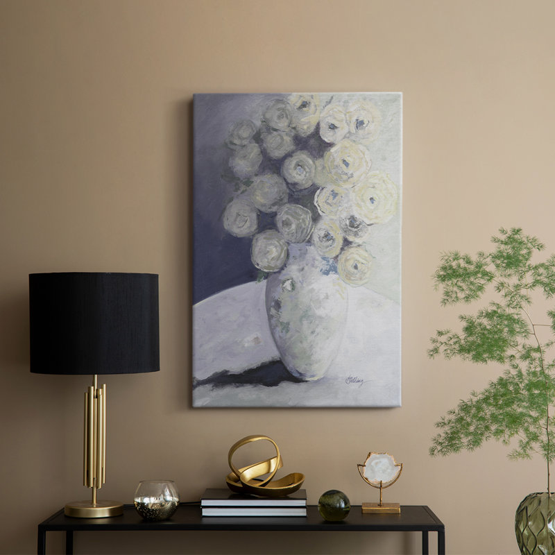 Vase vert avec fleurs jaunes - Cavas enveloppés de galerie