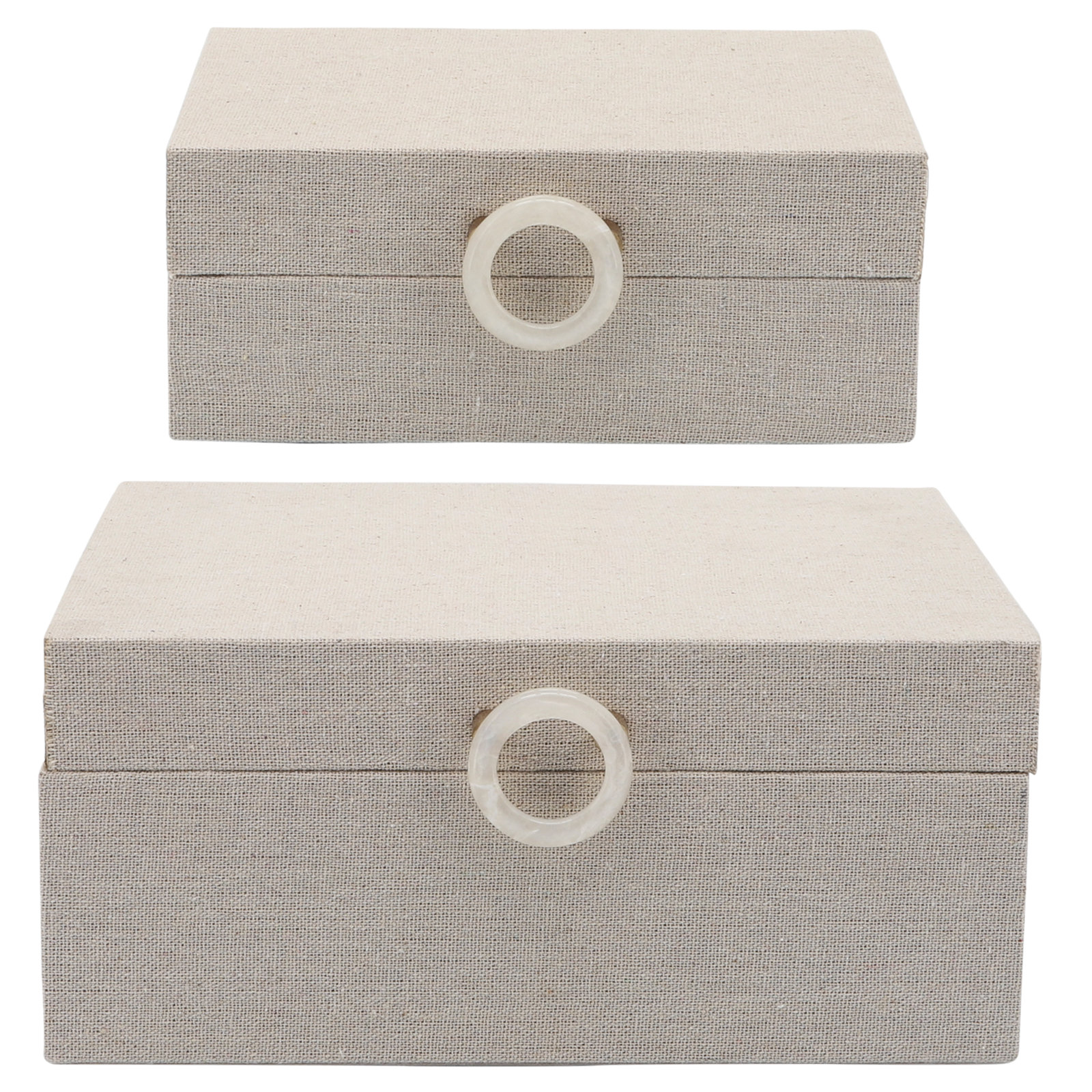 Sagebrook Home Fawn Wood Box Set, Ivory/Beige