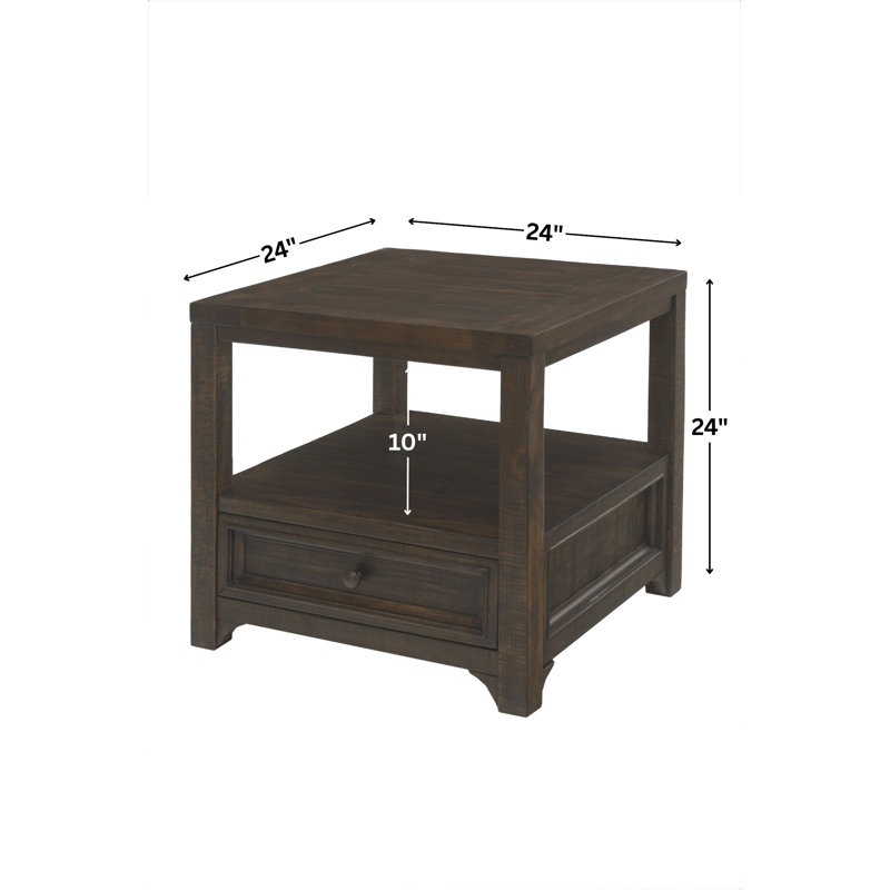 Atlai Solid Wood End Table with Storage