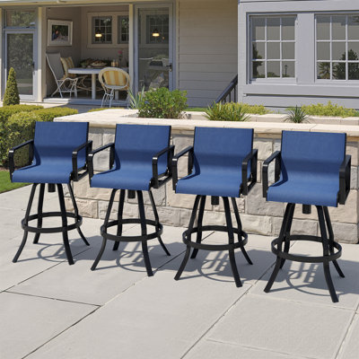 29.72" Outdoor Patio Swivel Bar Stools, Aluminum Frame (Set of 4)