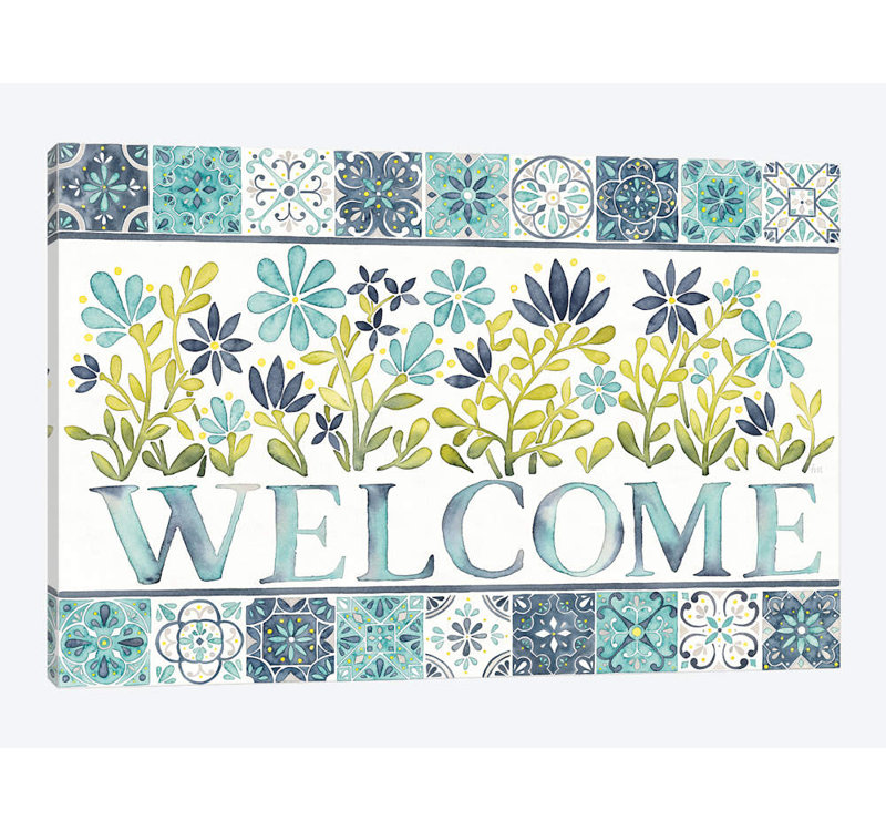 «Garden Getaway Welcome», impression sur toile, H 18 po x l 26 po x P 1,5 po, Toile tendue, Pas de tapis