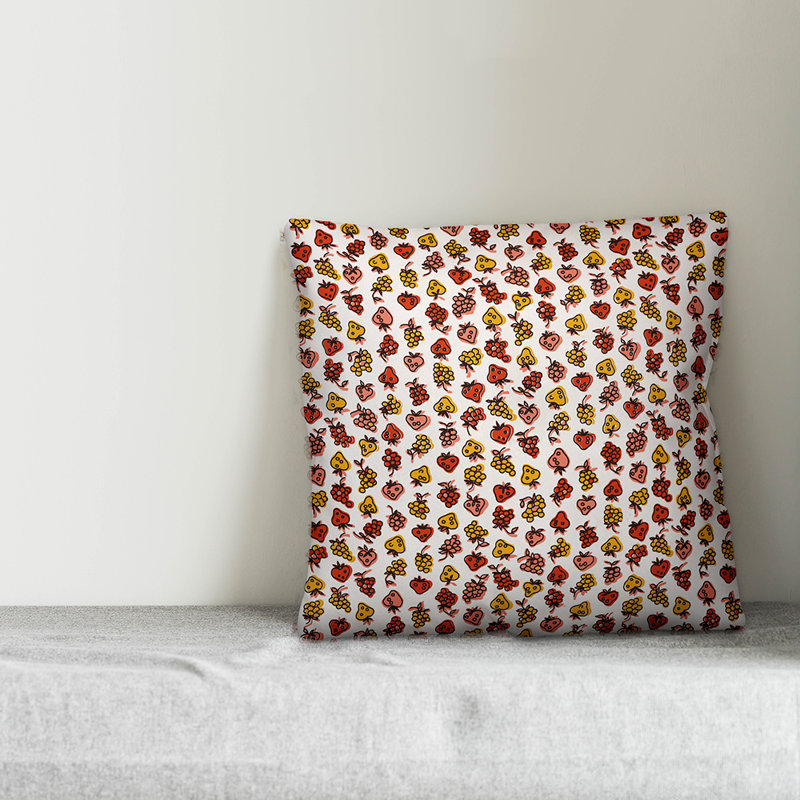  Fruit Square Pillow Cover & Insert, Red, 16" x 16", Indoor