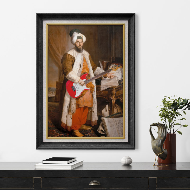 "Alteré classique", "Sultan King jouant de la guitare", reproduction d'art sur toile encadrée chic et éclectique