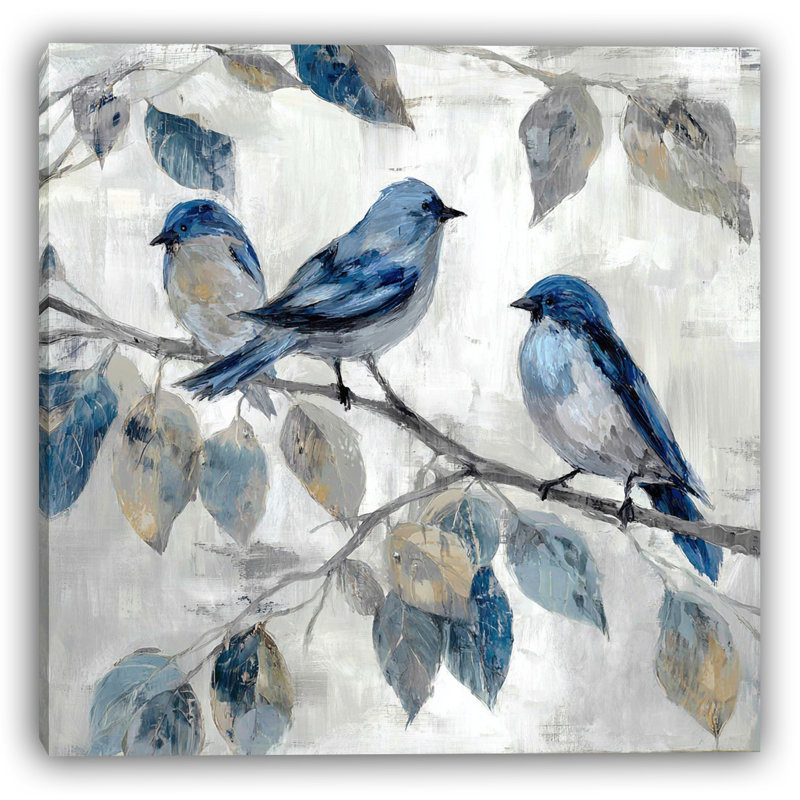 «Harmony in Blue Feathers», art mural moderne sur toile