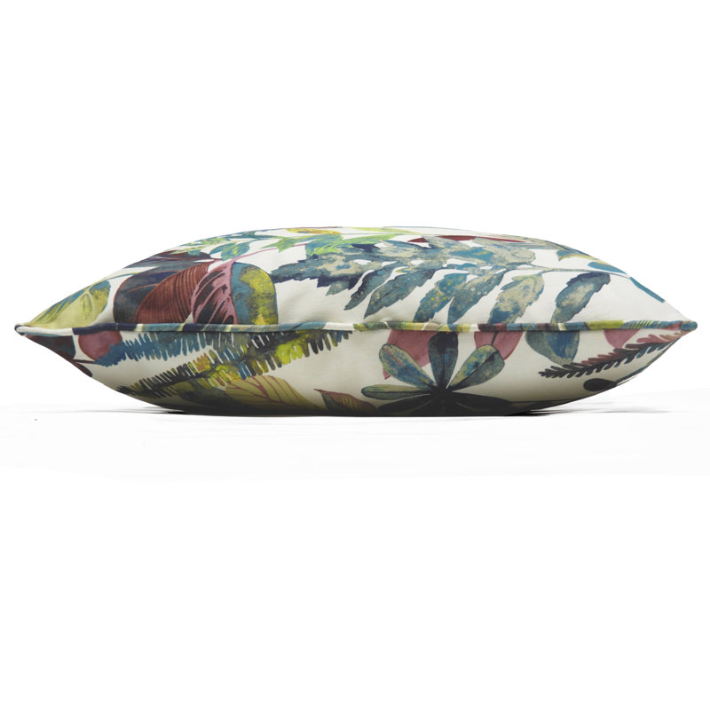 Floral Square Cushion, Polyester/Polyfill, Waterfall