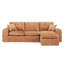 Canapé d'angle moderne en bouclette de 272 cm avec méridienne réversible pour salon, coussins moelleux effet nuage, couleur orange, dossier divisé, assise confortable, forme modulable, accoudoirs carrés, 4 places, aucun assemblage requis.-1218897753-1218897735