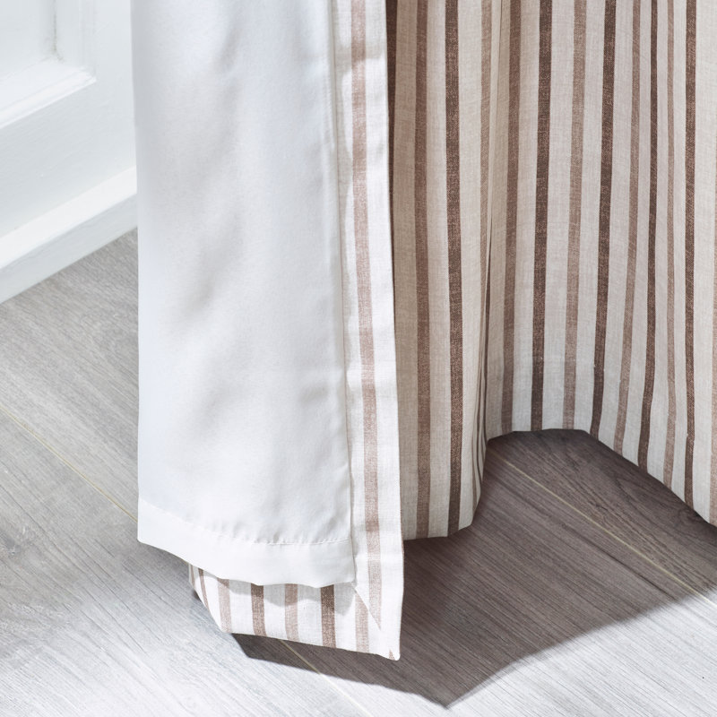Logan Stripe Lined Eyelet Curtains, Natural, 229cm Width x 229cm Drop
