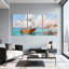 Nautique, voilier, mouettes, océan, roches, ciel, réflexion, ensemble de 3 impressions sur toile-605858833