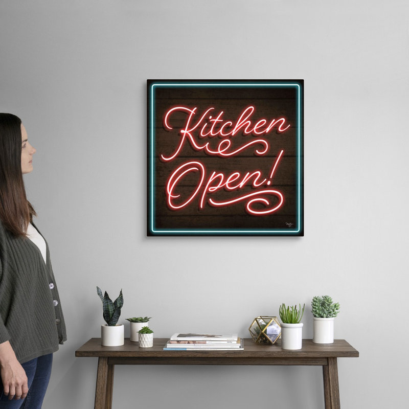 " Neon Kitchen Open " by Mollie B., Wrapped Canvas, 24" H x 24" W x 1.25" D
