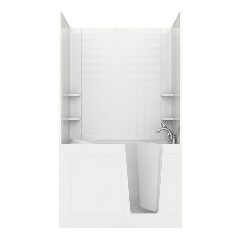 Buena Vista 53.8'' x 31'' Whirlpool Acrylic Bathtub with Faucet, Right, White