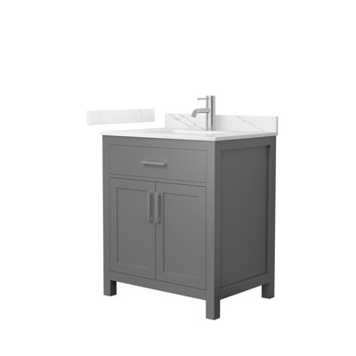 Meuble-lavabo simple autoportant 30 po avec plateau en quartz Beckett