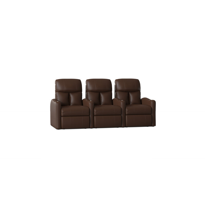 Upholstered Home Theater Seating with Cup Holder, Power, Classic Cappucino