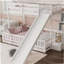 Lit simple superposé au dessus d'un lit double avec glissade, escalier de rangement, lit superposé en bois de pin massif avec garde-corps, blanc