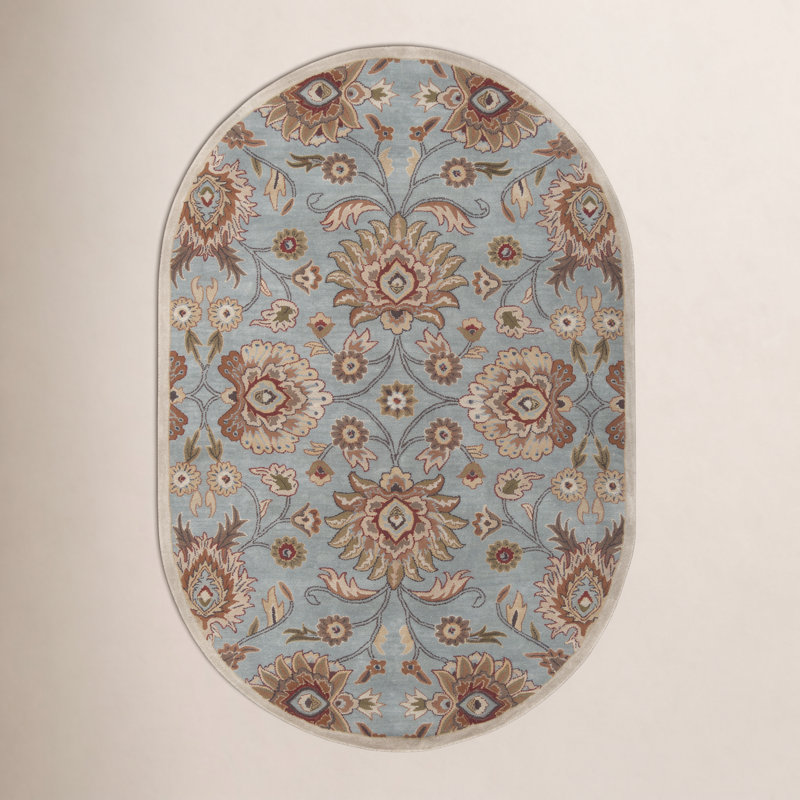 Arden Hand Tufted Wool Floral Indoor Rug, Oval 6' x 9'