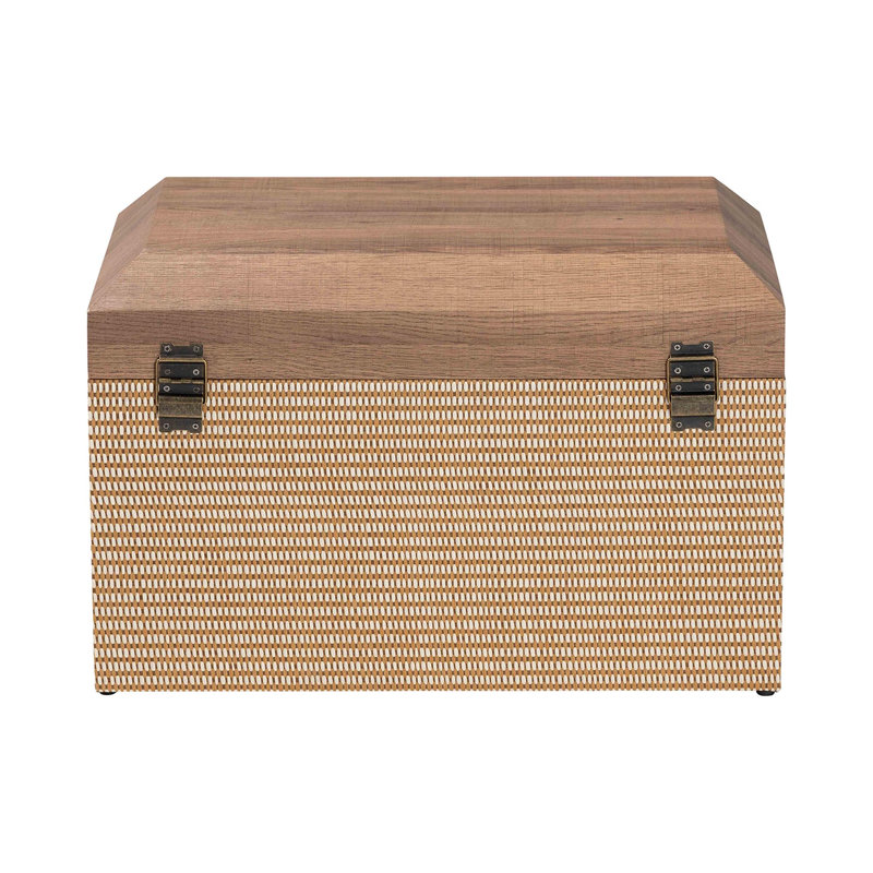Coffre de rangement Baxton Studio Kande - Coffre de rangement décoratif avec plateau à charnières et extérieur tissé pour le salon ou la chambre à coucher