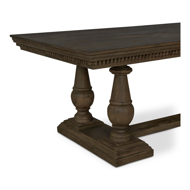 Dining Table for 8, Rectangular Mango Wood Top, Traditional Leg Design, Brown