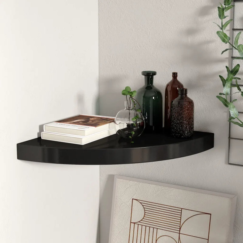 Arsi Corner Shelf, 3.8cm H x 35cm W x 35cm D, Black
