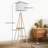 64In Wood Tetrapod Floor Lamp Dimmable With Shelves, Remote Control, Mid Century Standing Lamp For Bedroom