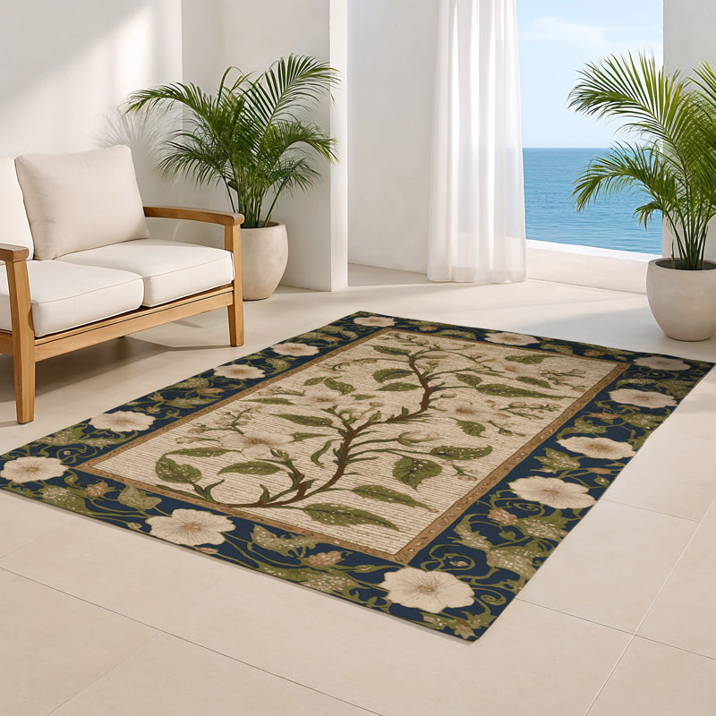 French Brown Indoor and Outdoor Area Rug, Rectangle 8' x 10'