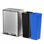 Poubelle de cuisine en acier inoxydable 16 gallons avec deux compartiments avec pédales et couvercles à fermeture en douceur Home Zone Living