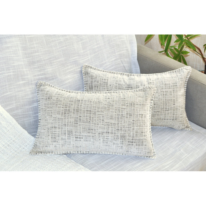  Housses de coussin lombaire 12 po x 20 po | Housse de coussin rectangulaire douce en chenille (ensemble de 2), Blanc chiné