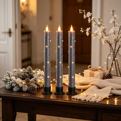 Unscented Flameless Taper Candle with Plastic Holder