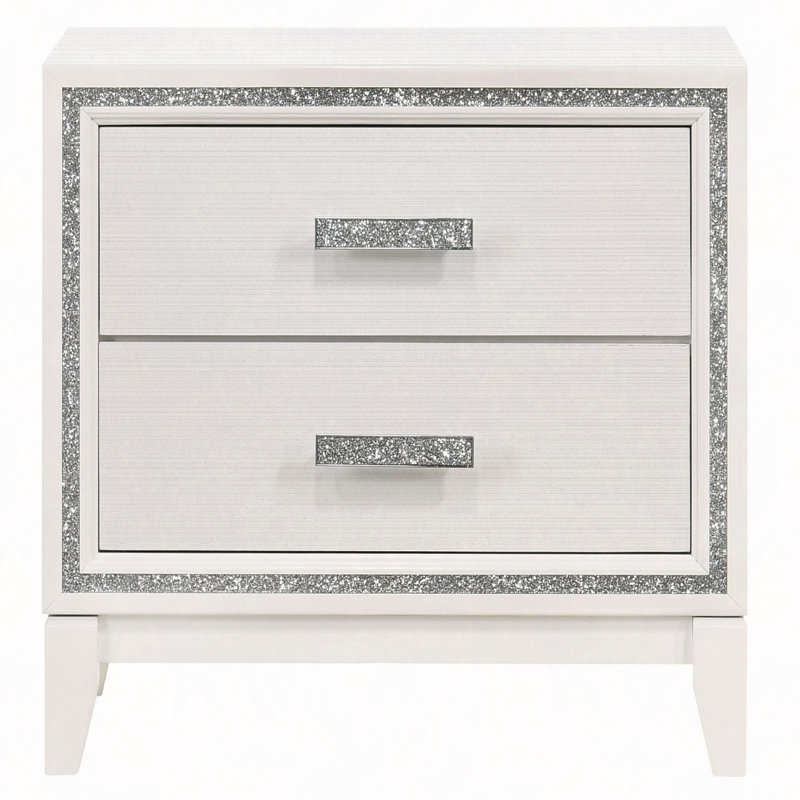 Table de chevet, table de chevet 2 tiroirs, Blanc
