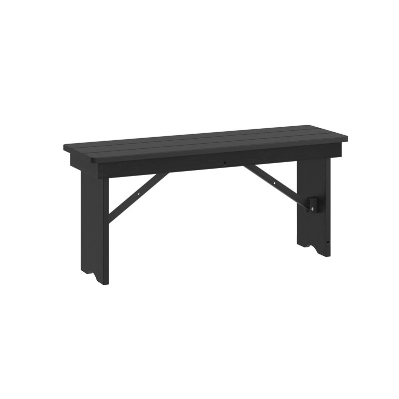 Dejon 40" x 12" Commercial Grade Rustic Solid Pine Folding Bench by Flash Furniture, Black Wash