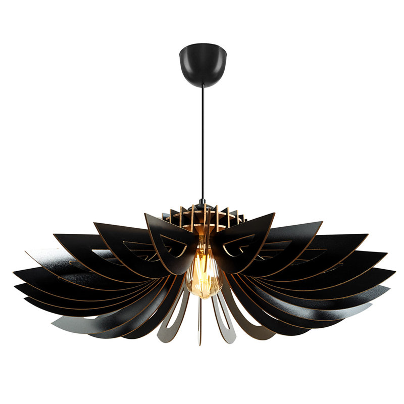 Lustre 2 lumières Johnnathon, H 6,3 po x l 26,8 po x P 26,8 po, Noir