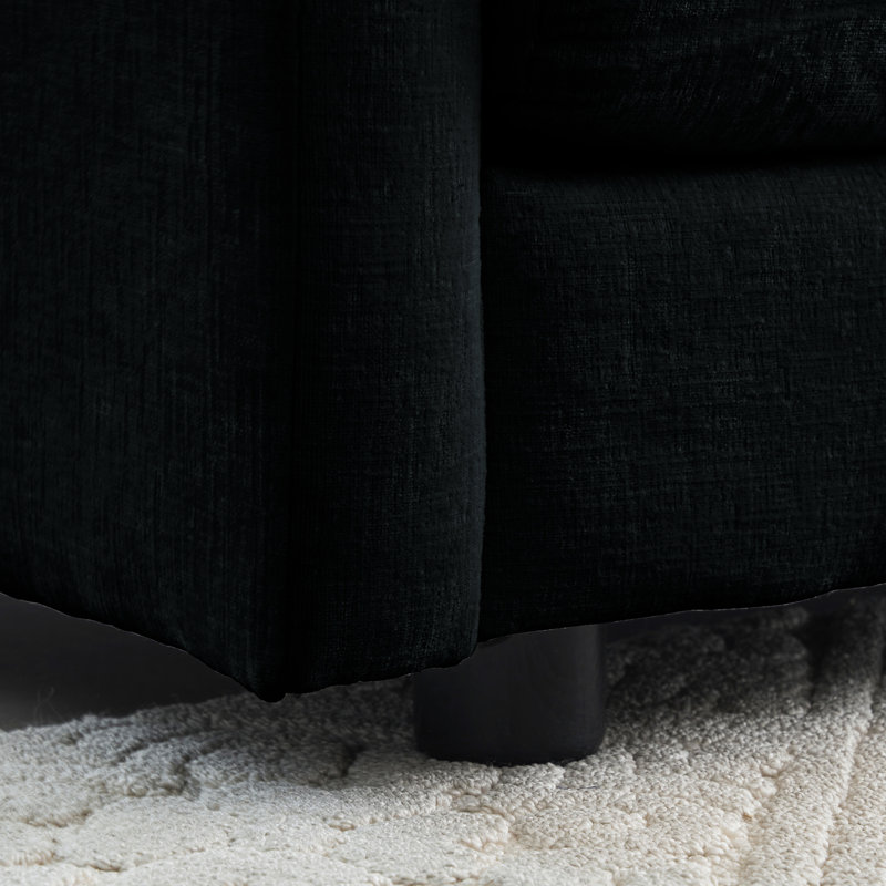 Canapé modulaire en U en chenille noire, rembourré d'éponge douce pour la détente