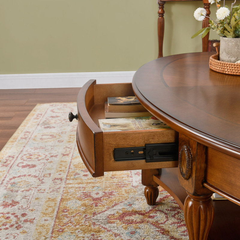 Table basse en bois massif avec rangement Canora